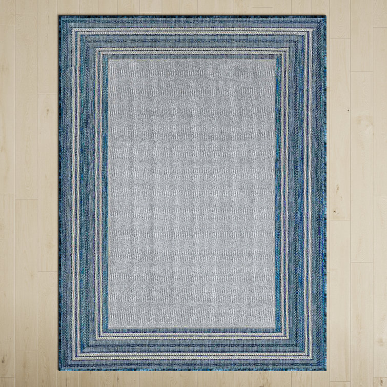 Birch Lane™ Caliope Geometric Blue Indoor / Outdoor Area Rug & Reviews